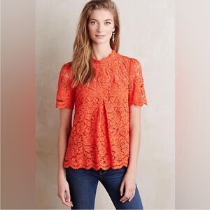 HD in Paris Vibrant Orange Lace Blouse